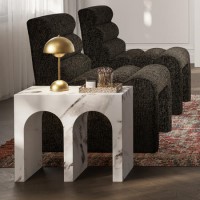 Large Rectangular White Marble Effect Side Table - Archie
