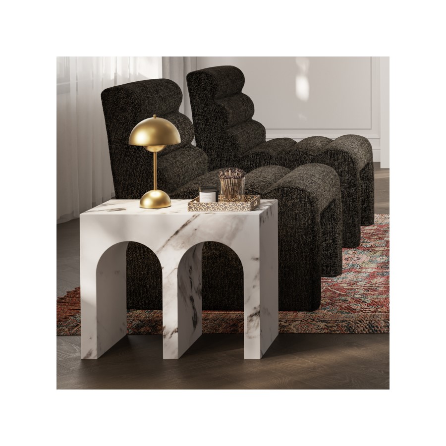 Large Rectangular White Marble Effect Side Table - Archie