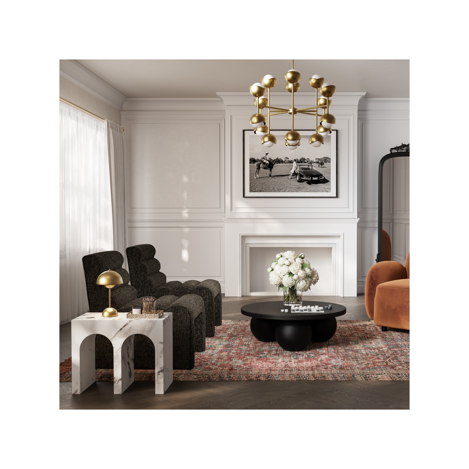 Rectangular Marble Side Table Large Rectangular White Marble Effect Side Table - Archie - Furniture123