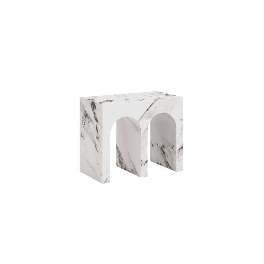Large Rectangular White Marble Effect Side Table - Archie