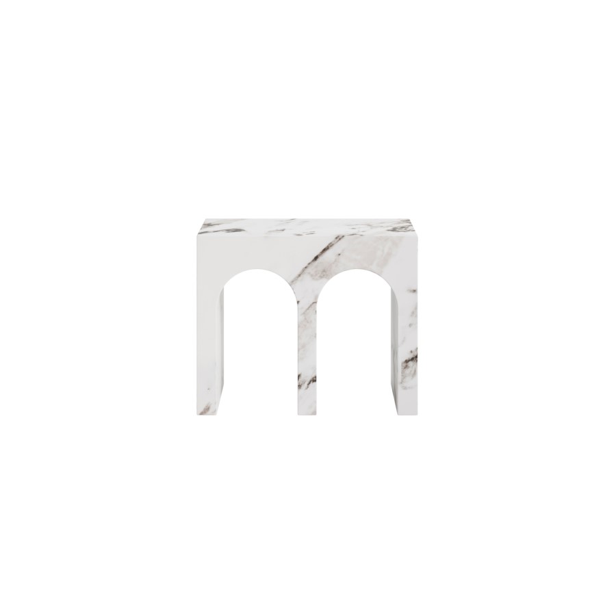 Large Rectangular White Marble Effect Side Table - Archie