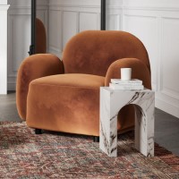 Small Square White Marble Effect Side Table - Archie