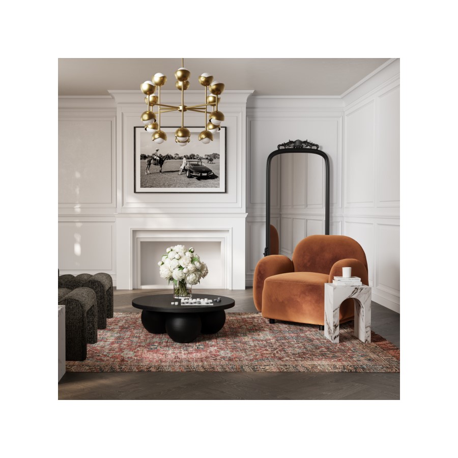 Small Square White Marble Effect Side Table - Archie