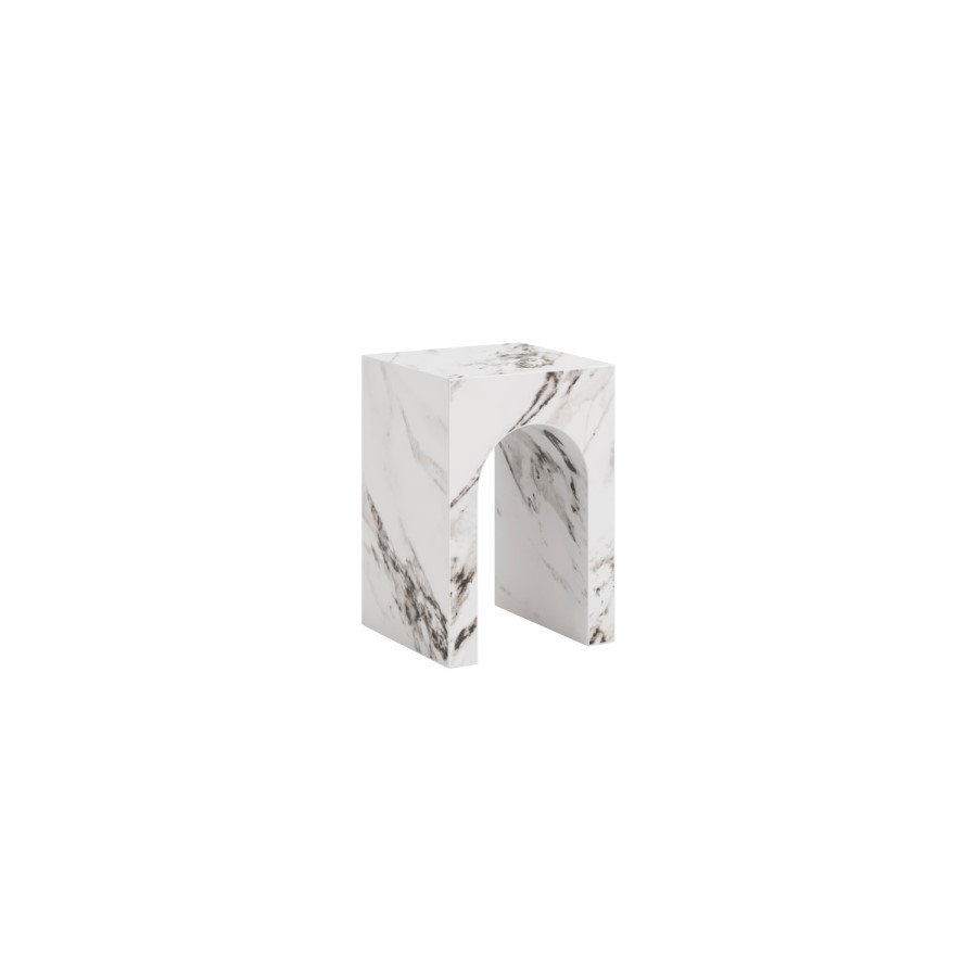 Small Square White Marble Effect Side Table - Archie