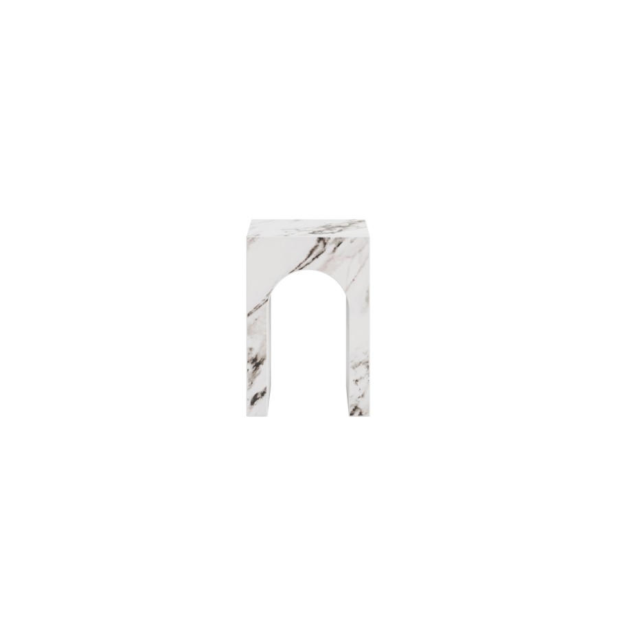 Small Square White Marble Effect Side Table - Archie