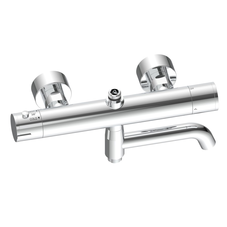 Chrome Round Thermostatic Mixer Shower Set with Bath Filler Spout - Arissa