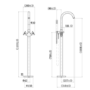 Chrome Freestanding Bath Shower Mixer Tap With Cross Head Handles - Arissa