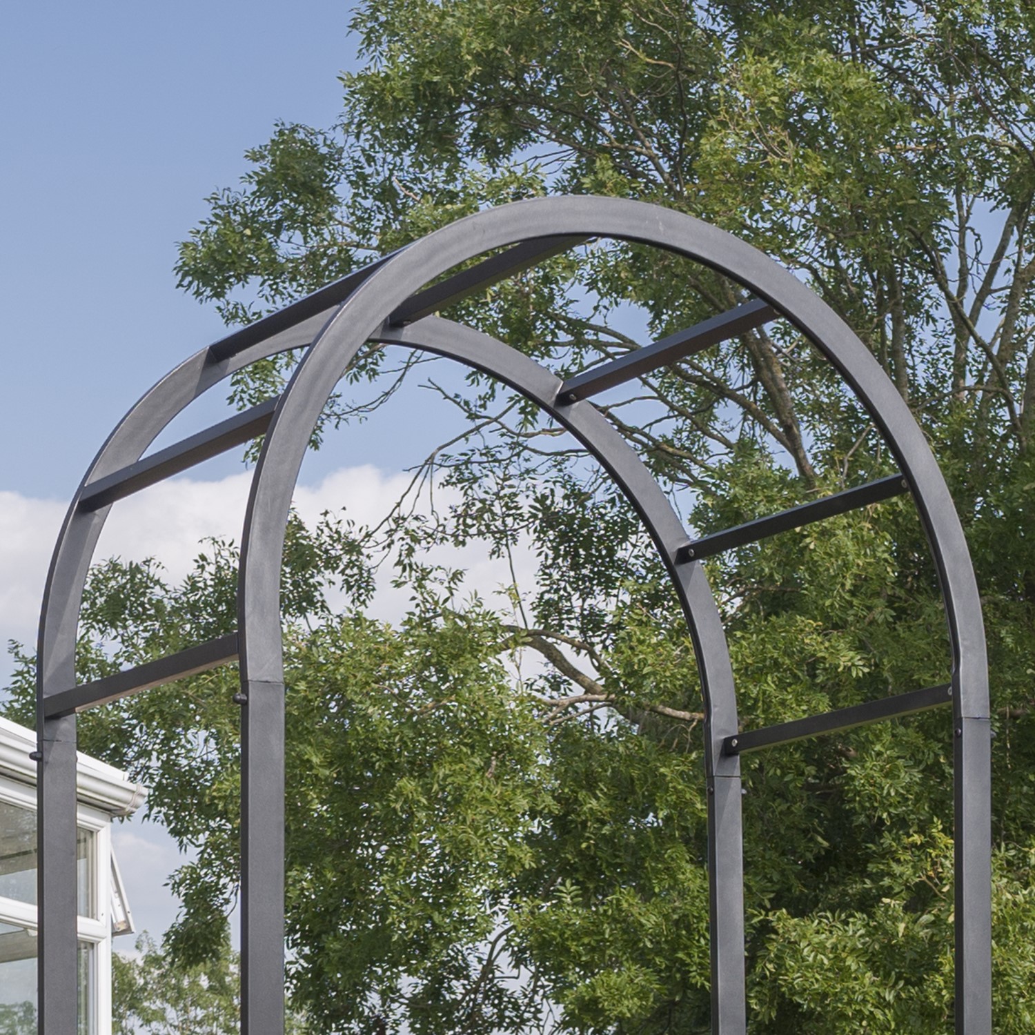 Rowlinson Wrenbury Black Metal Round Top Garden Arch - Furniture123