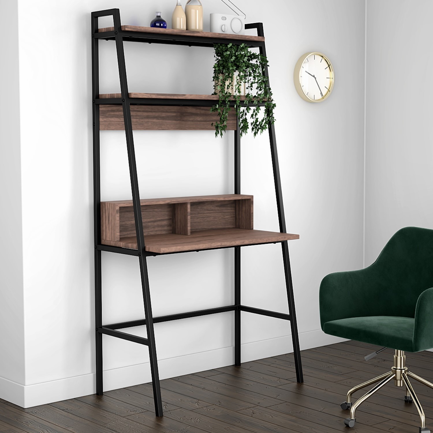 GRADE A1 - Industrial Walnut Ladder Desk - Arden - Furniture123