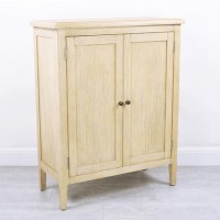 Solid Wood Shoe Cabinet with Lime Wash Finish - 12 Pairs