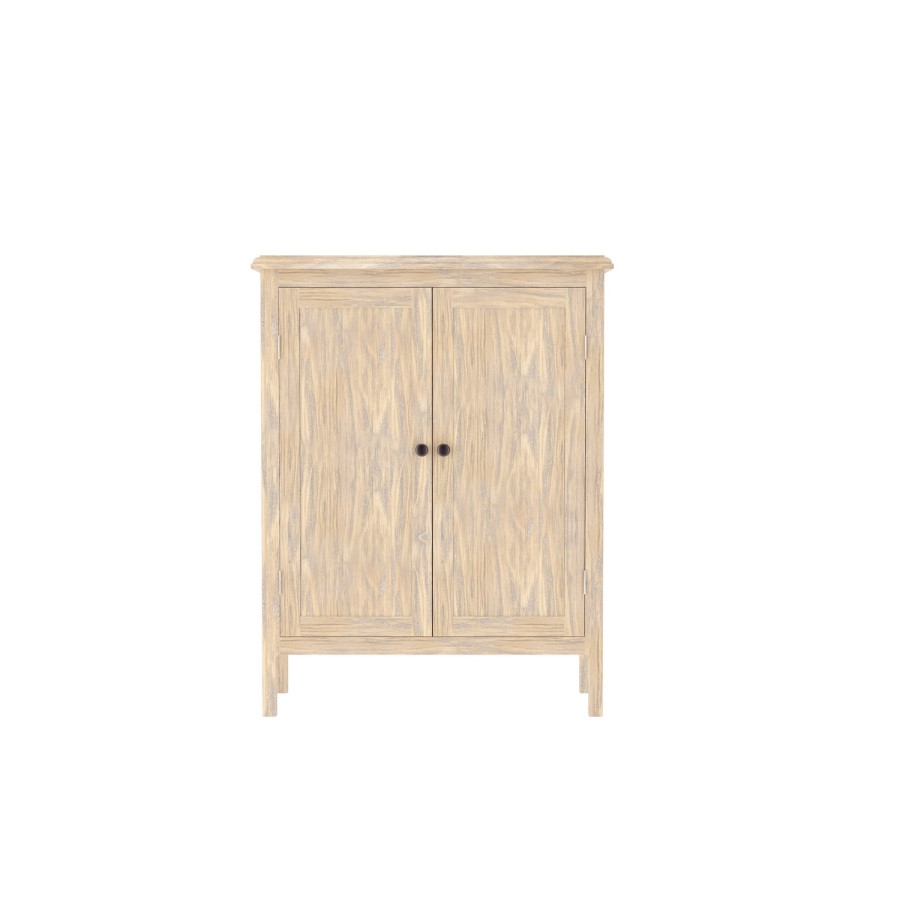 GRADE A1 - Solid Wood Shoe Cabinet with Lime Wash Finish - Arelette