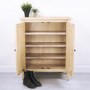 Solid Wood Shoe Cabinet with Lime Wash Finish - 12 Pairs