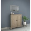 GRADE A1 - Solid Wood Shoe Cabinet with Lime Wash Finish - Arelette