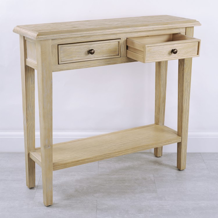 GRADE A1 - Narrow Light Wood Console Table with Drawers - Arelette