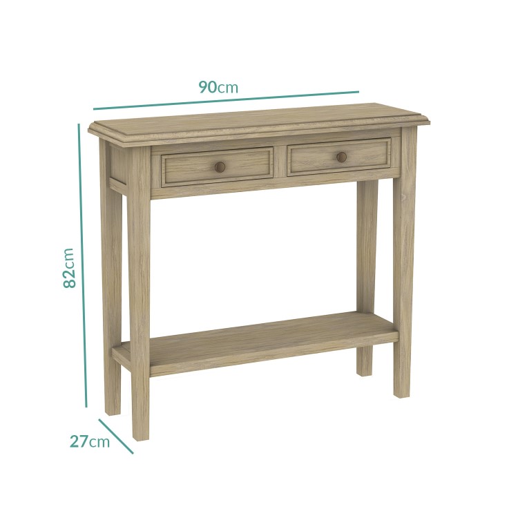 GRADE A1 - Narrow Light Wood Console Table with Drawers - Arelette