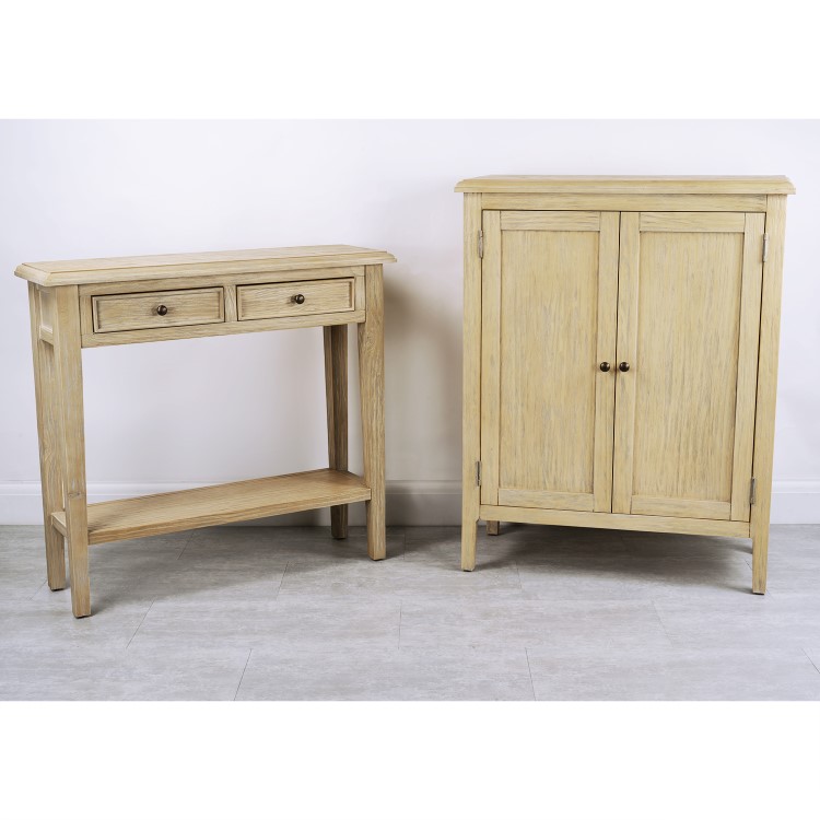 GRADE A1 - Narrow Light Wood Console Table with Drawers - Arelette