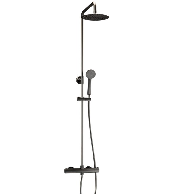 Gunmetal Grey Thermostatic Bar Mixer Shower Set with Slide Rail Kit & Hand Shower - Arissa