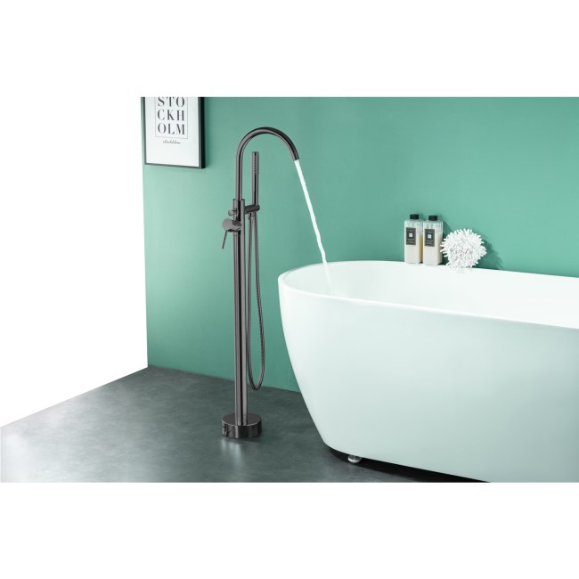 Gunmetal Freestanding Bath Mixer Tap - Arissa