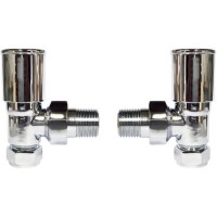 Pair of Angle Round Head Radiator Valves - Chrome