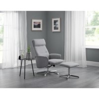 Recliner Chair with Stool in Grey Fabric - Aria Julian Bowen Recliner Chair with Stool in Grey Fabric - Aria Julian Bowen