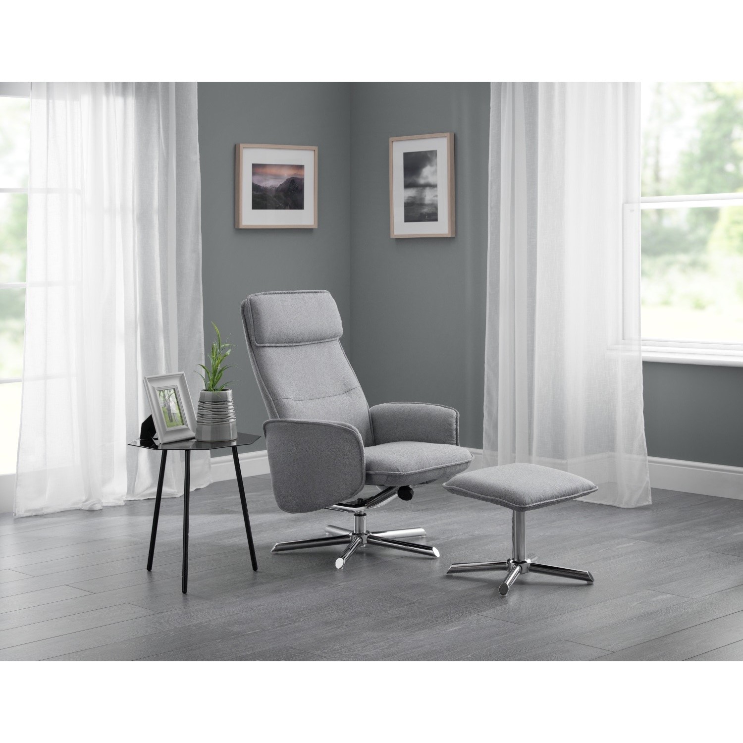 Recliner Chair With Stool In Grey Fabric Aria Julian Bowen Furniture123 Recliner Chair With Stool In Grey Fabric Aria Julian Bowen Furniture123