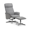 Recliner Chair with Stool in Grey Fabric - Aria Julian Bowen