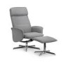 Recliner Chair with Stool in Grey Fabric - Aria Julian Bowen