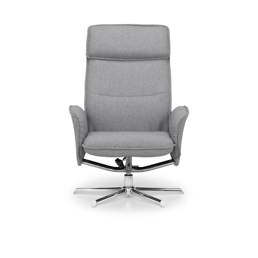 Recliner Chair with Stool in Grey Fabric - Aria Julian Bowen