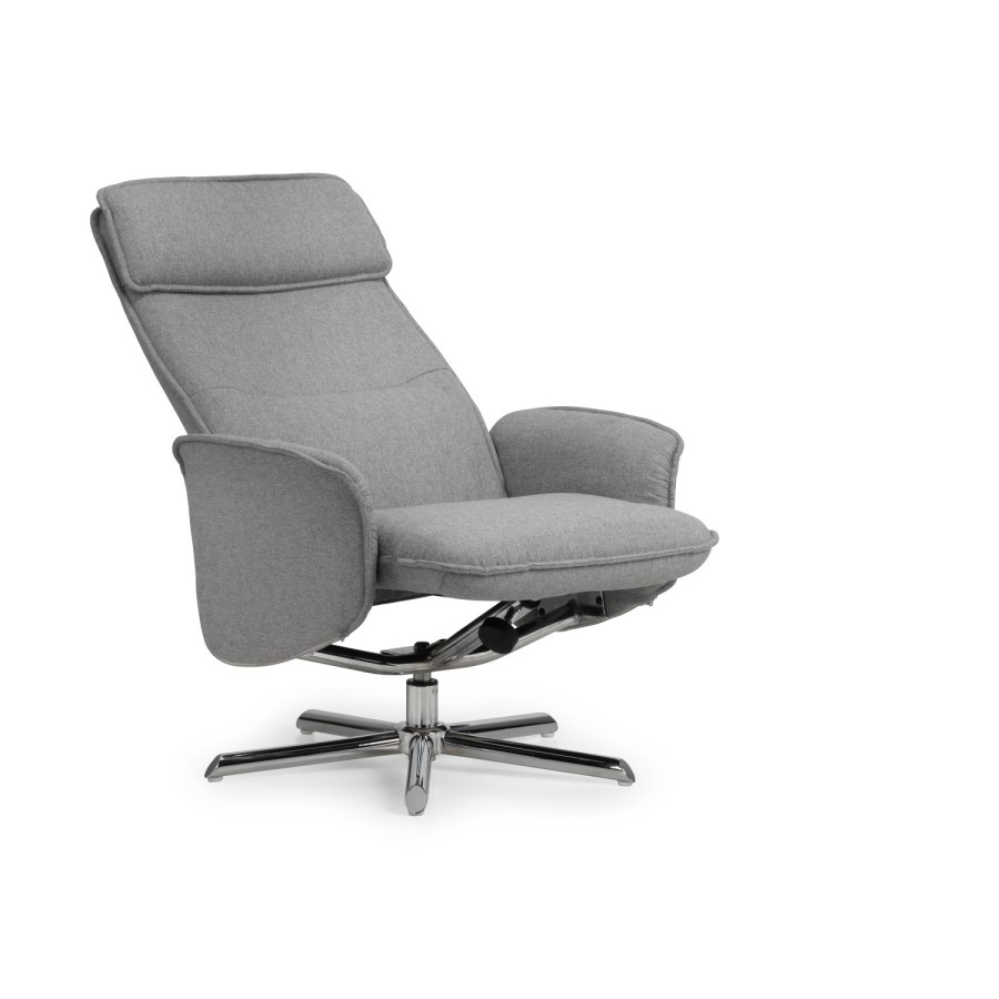 Recliner Chair with Stool in Grey Fabric - Aria Julian Bowen