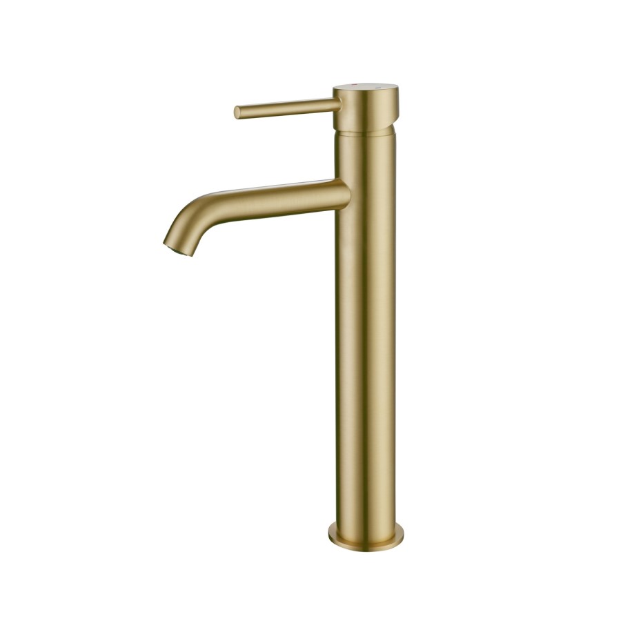 Tall Brushed Brass Mono Basin Mixer Tap - Arissa