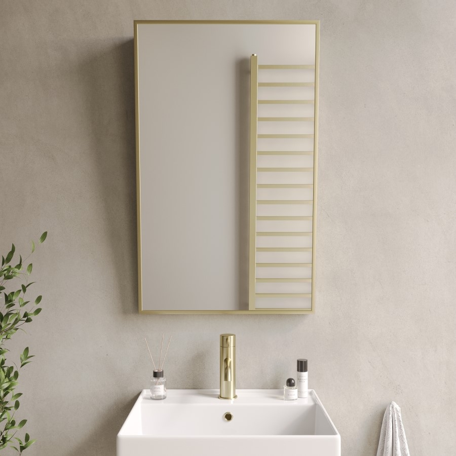 Rectangular Brass Angled Bathroom Mirror 500 x 800mm - Arissa