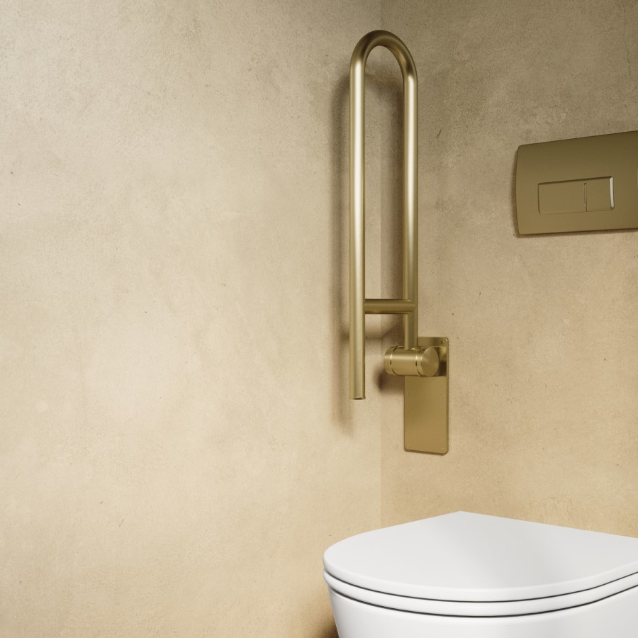 Brass Folding Bathroom Grab Rail 600 x 160mm - Arissa
