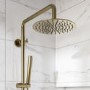 Brushed Brass 2 Outlet Thermostatic Mixer Shower Set With Fluted Handles - Arissa