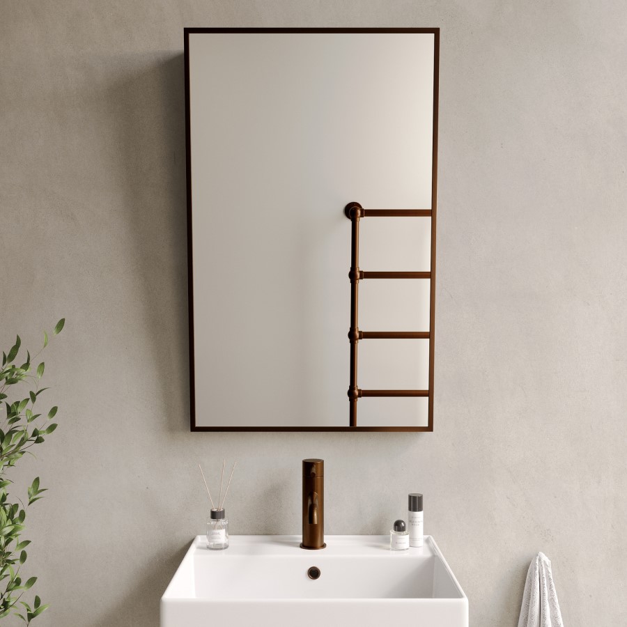 Rectangular Bronze Angled Bathroom Mirror 500 x 800mm - Arissa
