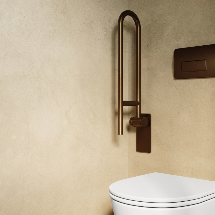 Bronze Folding Bathroom Grab Rail 600 x 160mm - Arissa