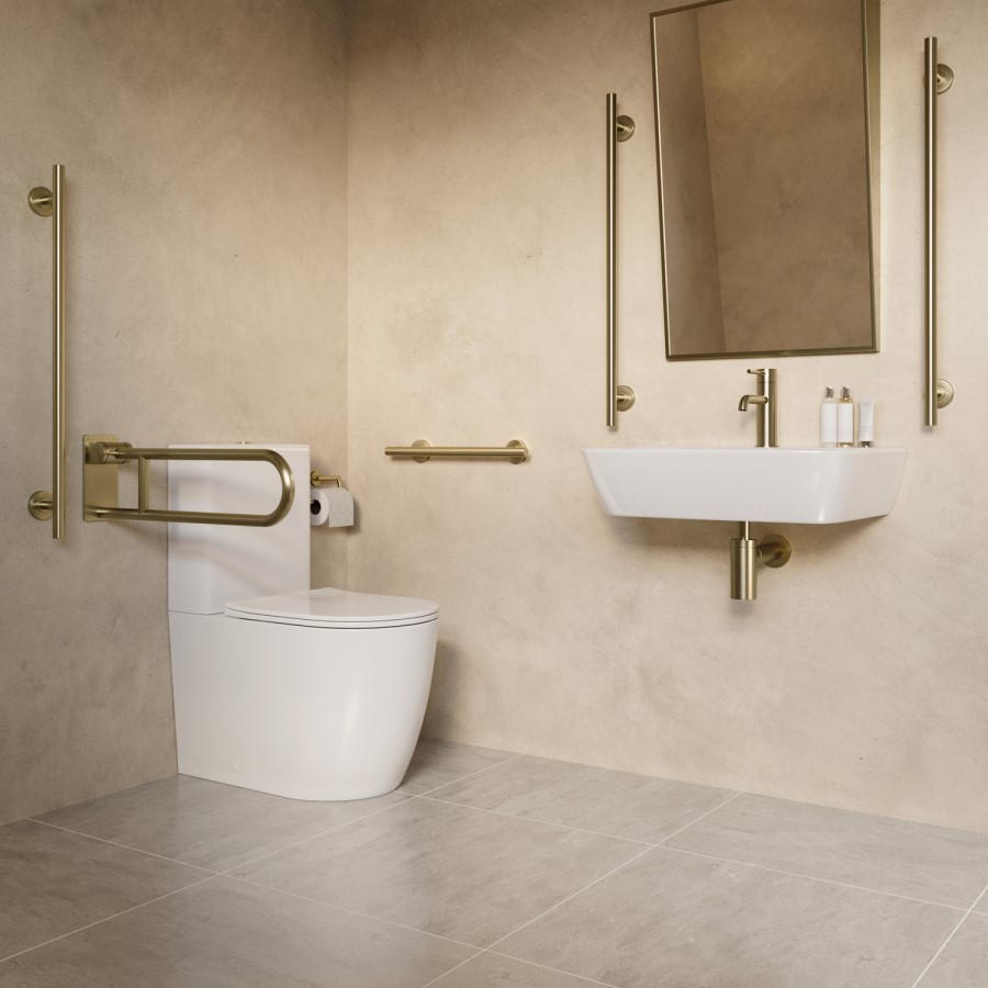 Brass Bathroom Grab Rail 800 x 77mm - Arissa