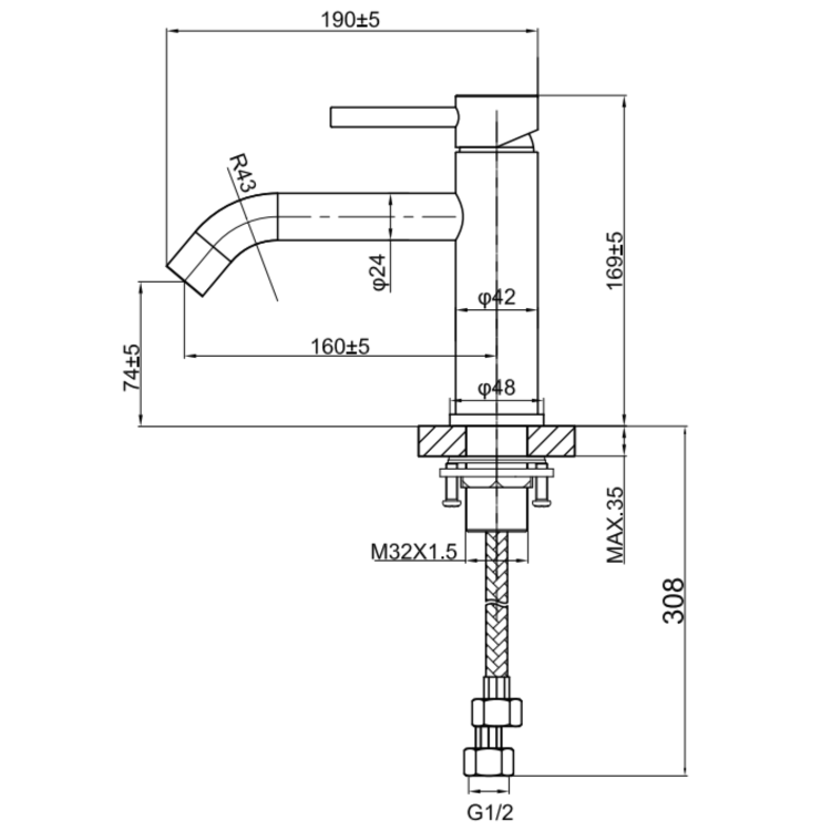 Chrome Mono Basin Mixer Tap - Arissa