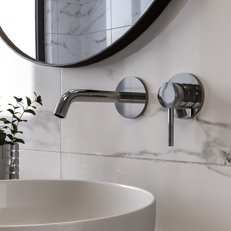 Chrome Wall Mounted Basin Mixer Tap - Arissa