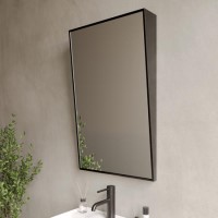 Rectangular Gunmetal Grey Angled Bathroom Mirror 500 x 800mm - Arissa