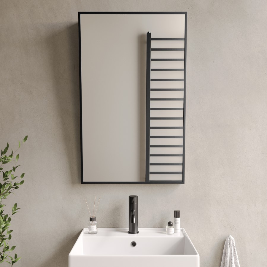 Rectangular Gunmetal Grey Angled Bathroom Mirror 500 x 800mm - Arissa