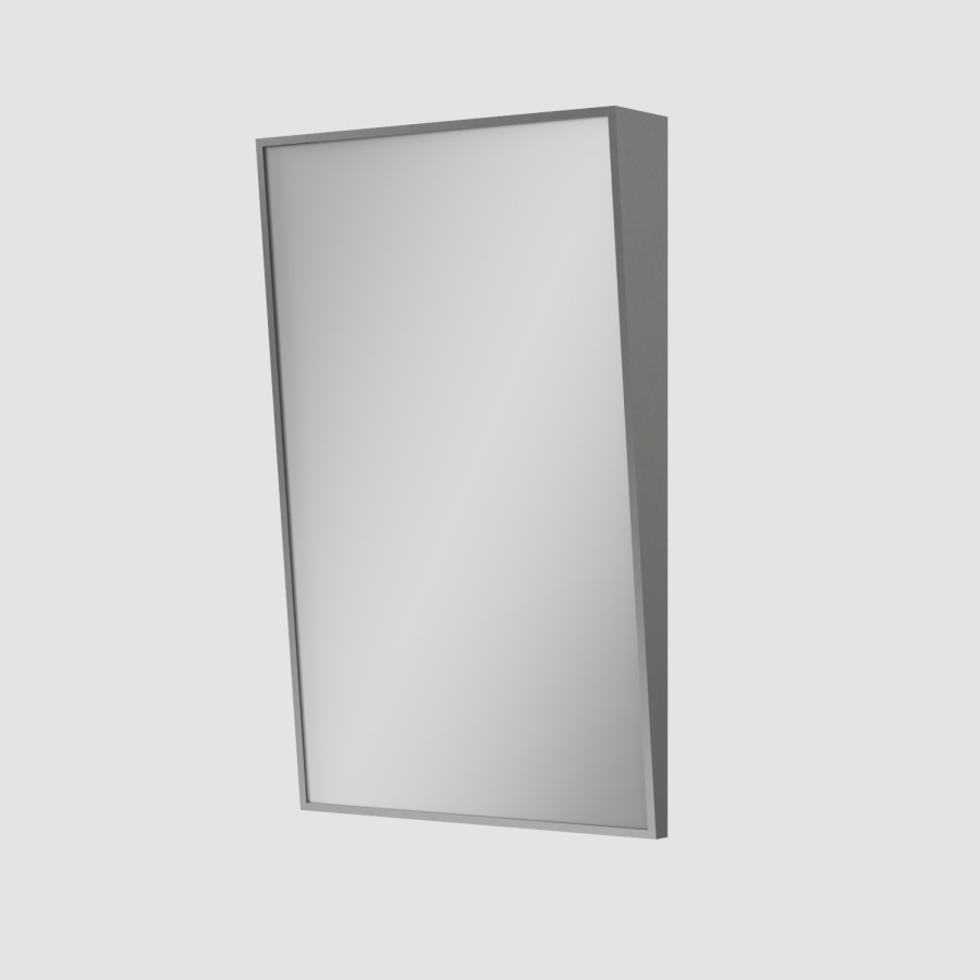 Rectangular Gunmetal Grey Angled Bathroom Mirror 500 x 800mm - Arissa