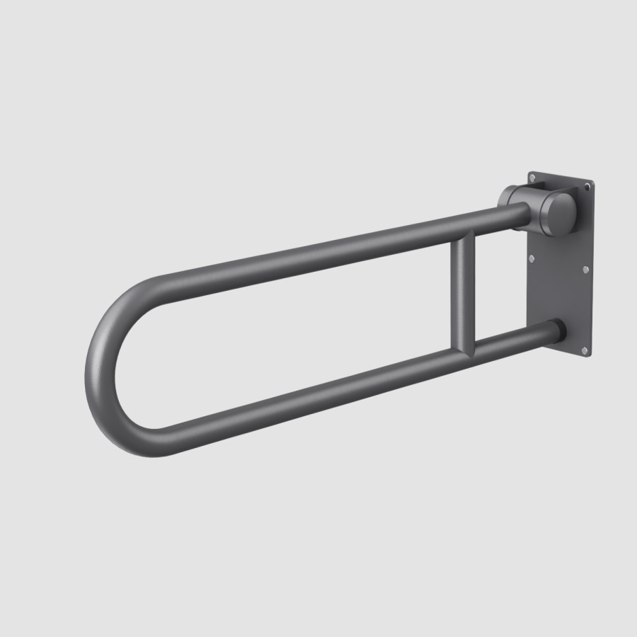Gunmetal Grey Folding Bathroom Grab Rail 600 x 160mm - Arissa