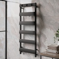 Black Towel Radiator with Hooks 1200 x 500mm - Arizona