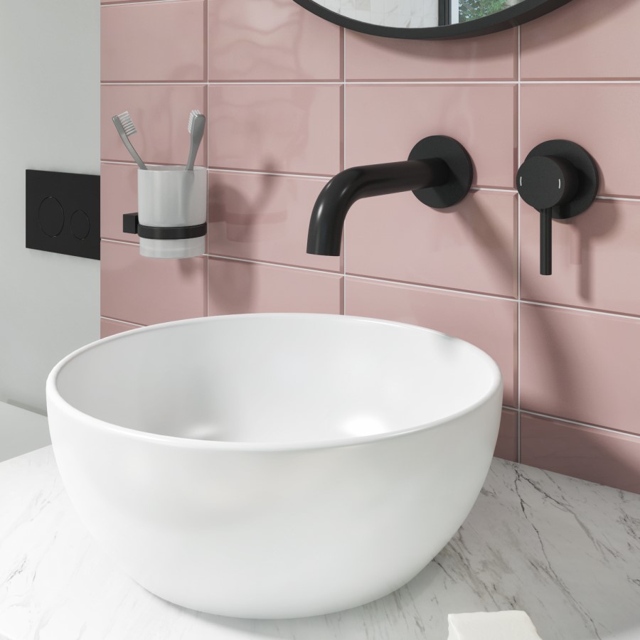 Wall Mounted Black Basin Mixer Tap - Arissa