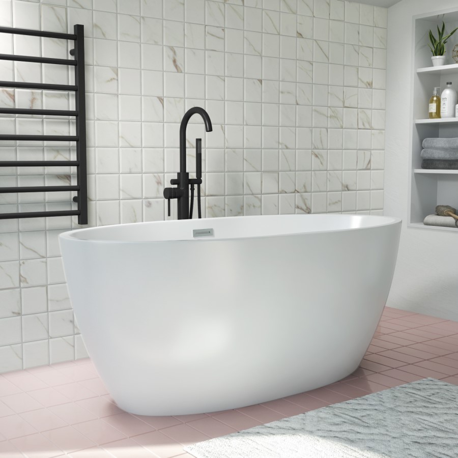 Black Freestanding Bath Shower Mixer Tap - Arissa