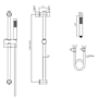 Black Round Adjustable Height Slide Rail Kit with Hand Shower - Arissa