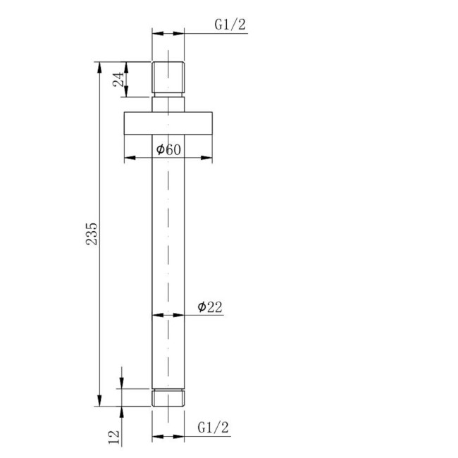 Black 235mm Ceiling Mounted Shower Arm - Arissa