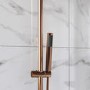 Brushed Bronze Thermostatic Mixer Shower with Round Overhead & Hand Shower - Arissa