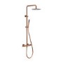 Brushed Bronze Thermostatic Mixer Shower with Round Overhead & Hand Shower - Arissa
