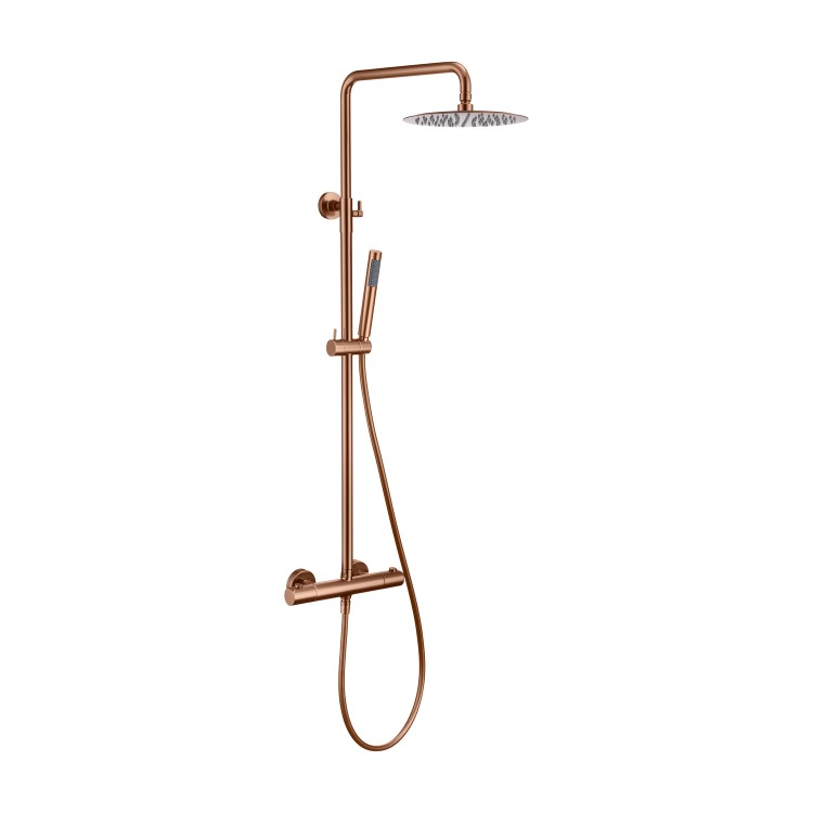 Brushed Bronze Thermostatic Bar Mixer Shower Set with Slide Rail Kit & Pencil Hand Shower - Arissa